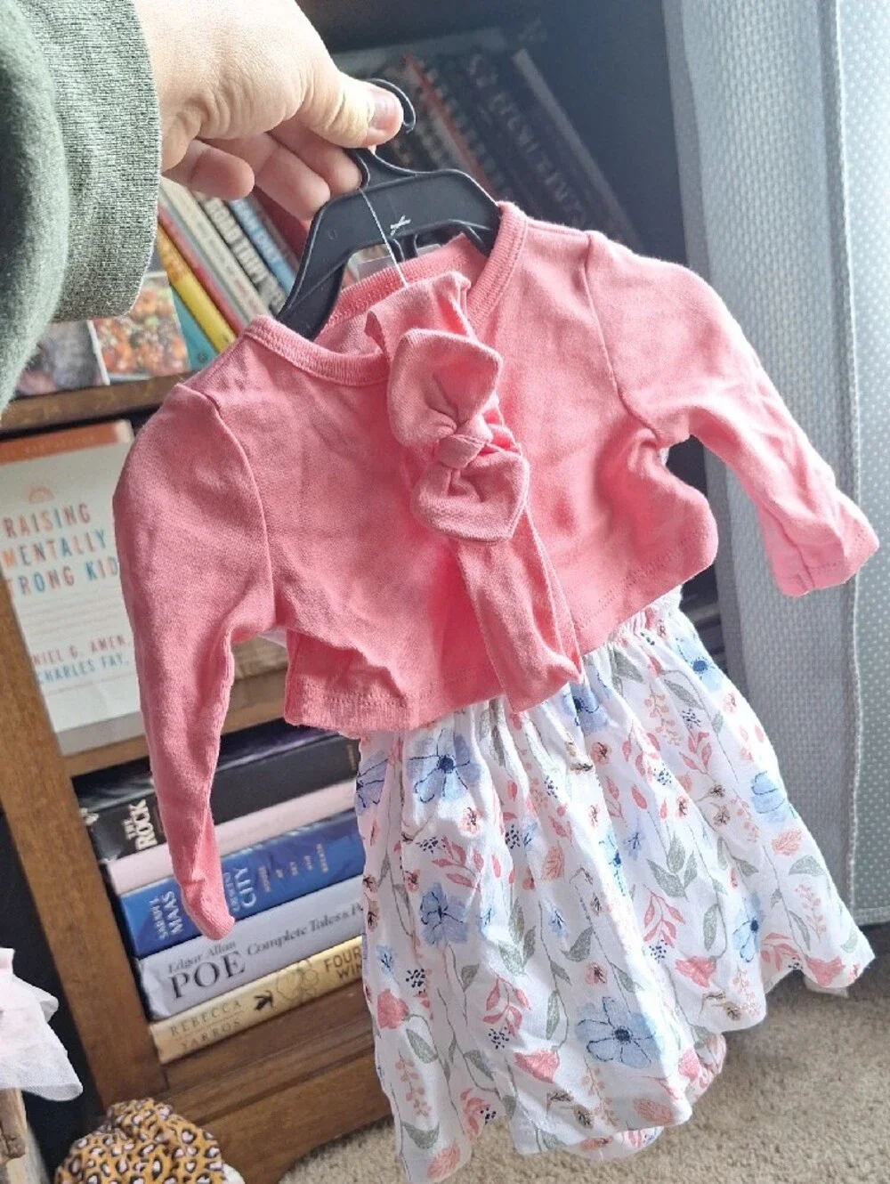 NWT Carter's NB 3pc Set Coral Top and Floral Print Baby Set